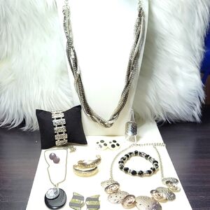 Silver & Black Jewelry Set